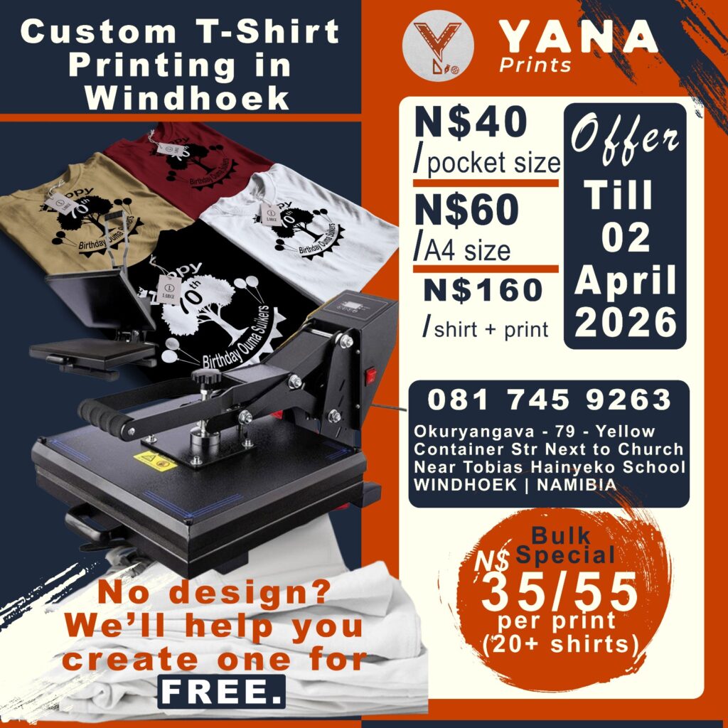 Custom T-Shirt Printing in Windhoek - Yana Prints - Yana Technology Solutions